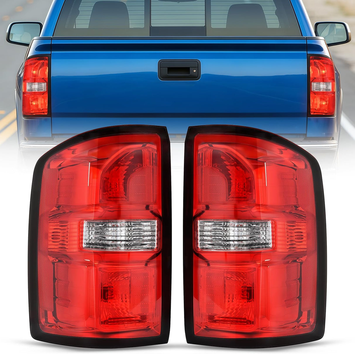Taillight Assembly Compatible with 2014 2015 GMC Sierra 1500 | 2015 GMC Sierra 2500HD 3500HD Tail Light OE Style Rear Lamp Replacement Driver and Passenger Side