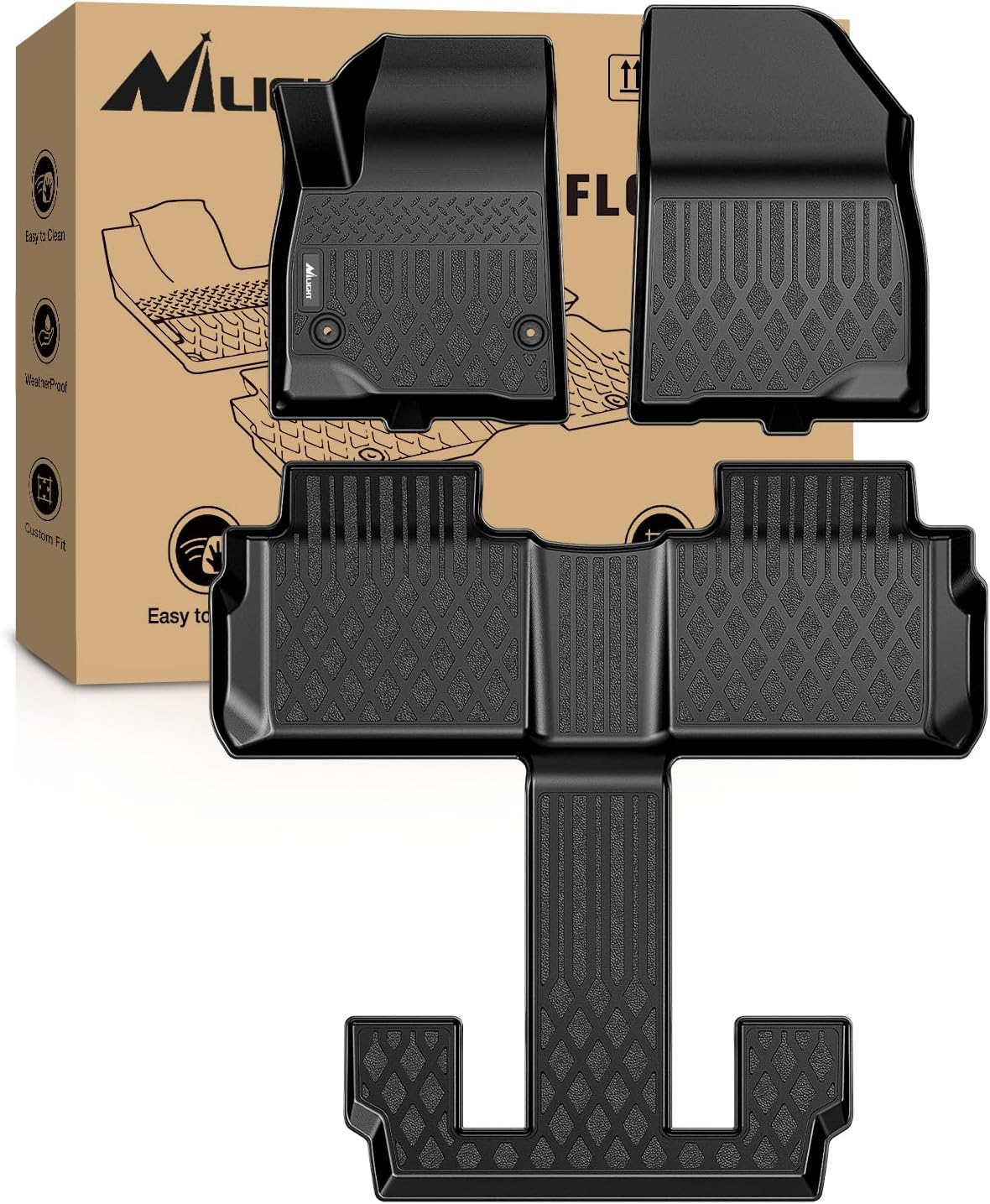 TPE Floor Mats for GMC Acadia Bucket Seats 2017 2018 2019 2020 2021 2022 All Weather Custom Fit Heavy Duty Floor Liners