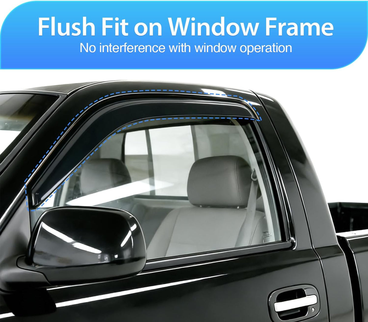 Window Visors for 1999-2007 Chevy Silverado/GMC Sierra 1500 | For 1999-2006 Silverado/Sierra 2500, 2001-2007 Silverado/Sierra 3500 Standard Cab, Outside Mount Rain Guards, 2PCS