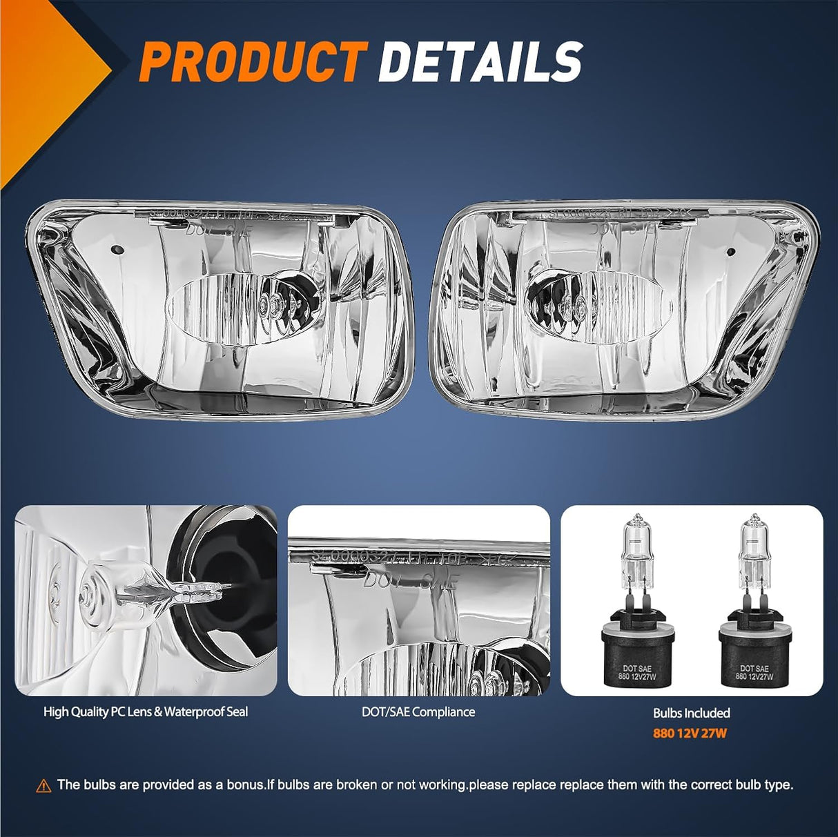 Fog Light Assembly Fog Lights Assembly Compatible with 2002 2003 2004 2005 2006 2007 2008 2009 Chevy Trailblazer 2003-2008 Isuzu Ascender Bumper Lights w/12V 27W Bulbs (NOT Fit 2007-2009 TRAILBLAZER SS Models)