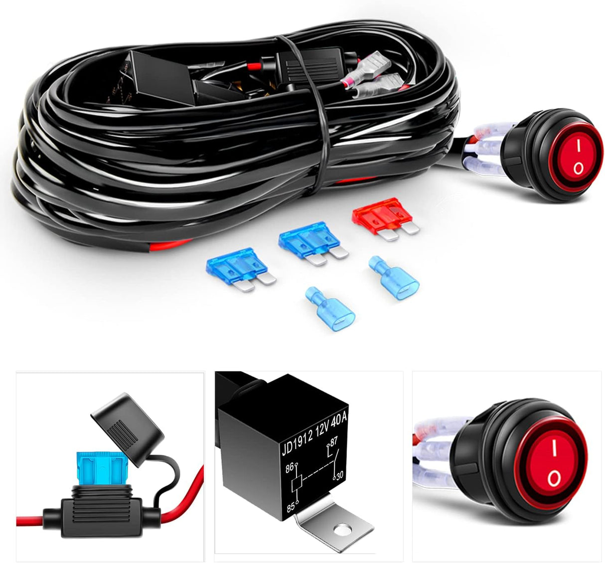 12Inch 300W Triple Row Led Light Bar Spot Flood Combo Off Road Lights Mounting Bracket Horizontal Bar Tube Clamp Led Lamp with Wiring Harness for Truck Golf Cart ATV UTV