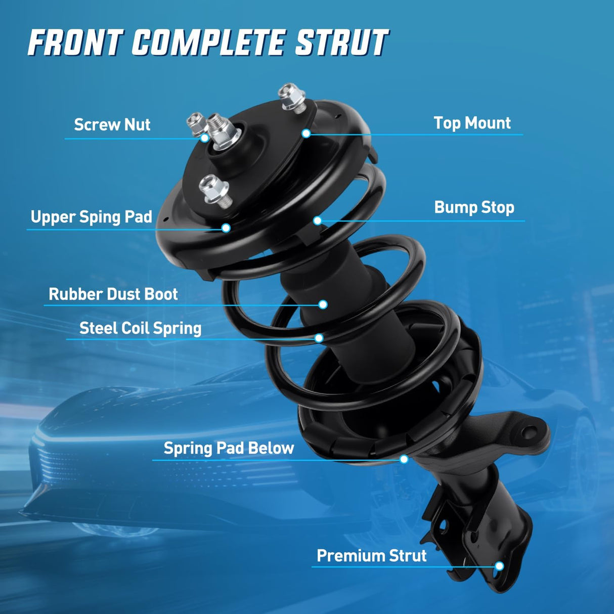 Front Struts Shocks Complete Assembly Kit Compatible with Honda CR-V CRV 2.4L 2002 2003 2004 2005 2006, Front Shock Absorber Strut Coil Spring Assembly Pair Replacement OE# 172144 172143, 2PCS