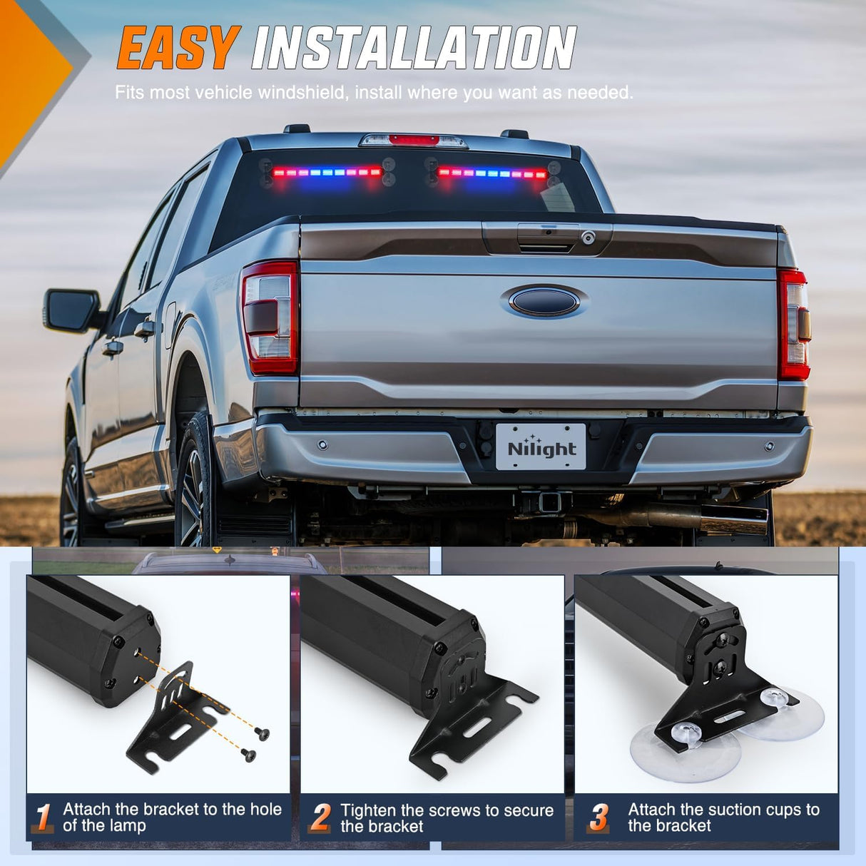 162 LED Traffic Advisor Strobe Light Bar 2-in-1 Red Blue Emergency Warning Hazard Lights with Controller 4 Switchable Color 36 Flash Pattern for Trucks Cars Tow Plow Construction Vehicles