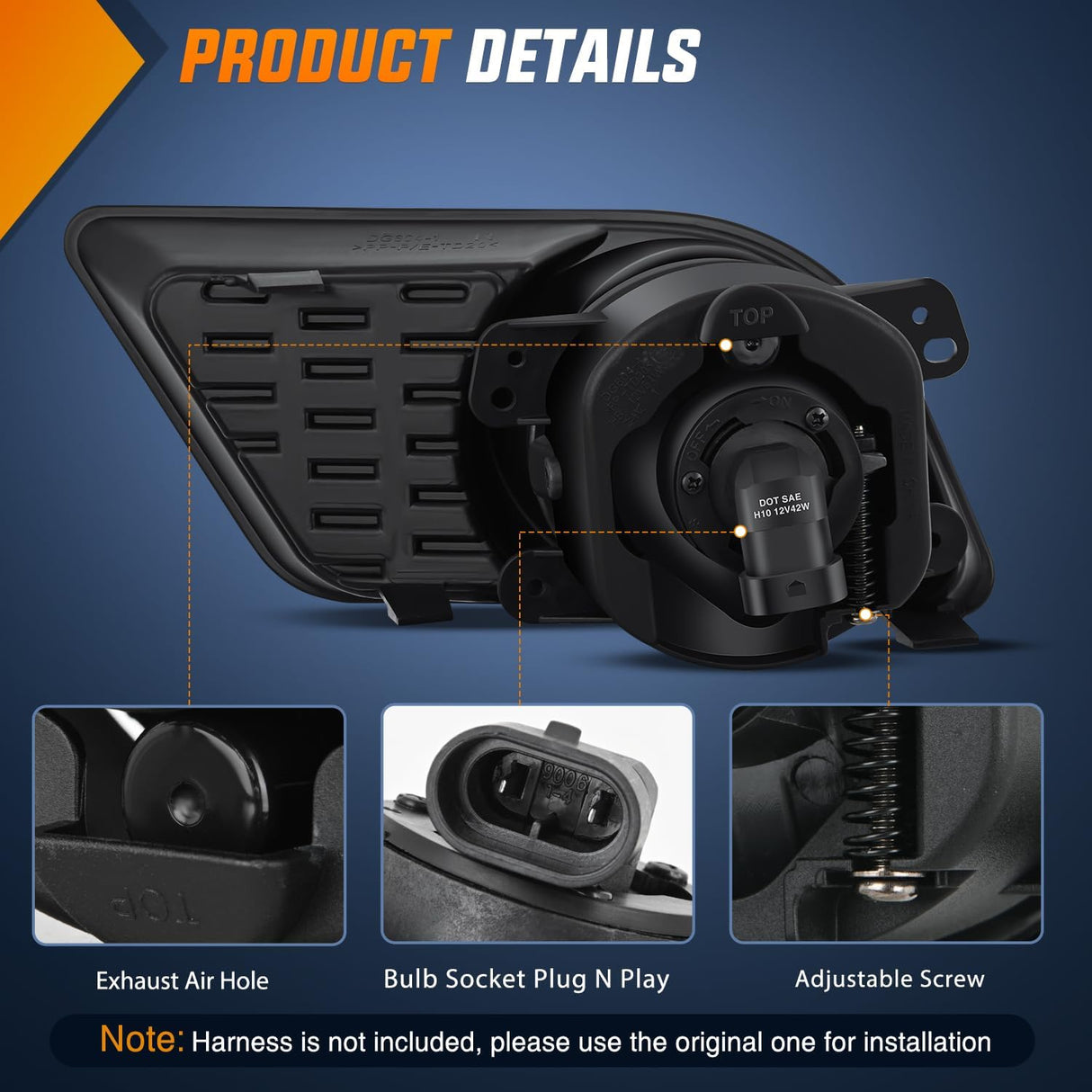 Fog Lights Assembly Compatible with 2011 2012 2013 2014 Dodge Charger (Not fit SRT8 Models) w/9006 12V 51W Bulbs Clear Lens