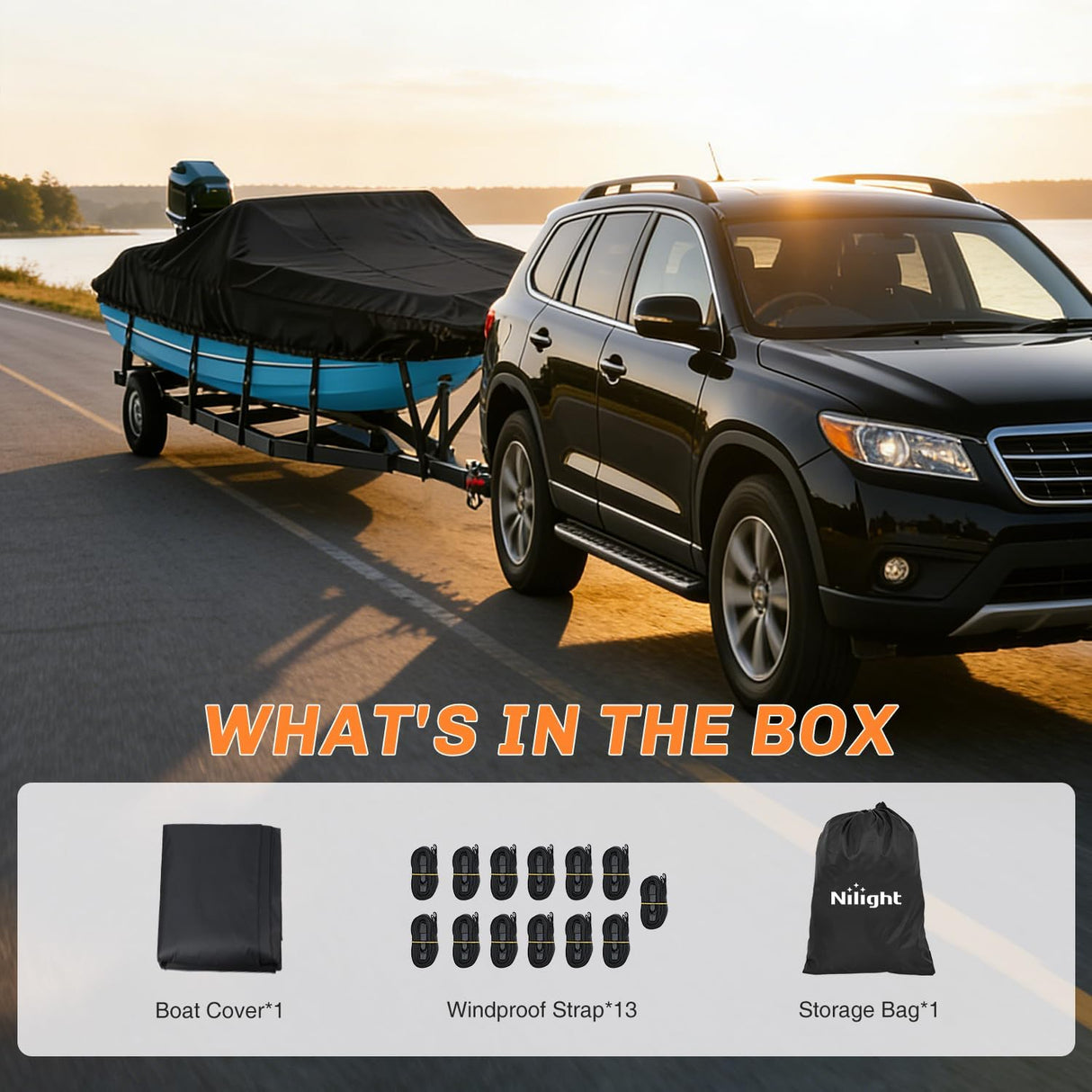 800D Heavy Duty Boat Cover 20ft-22ft, Waterproof Trailerable Cover | Fits 20ft-22ft boats with beam width up to 102in (Narrow Jon Boats & Fishing Boats), Marine Grade All-Weather Shield