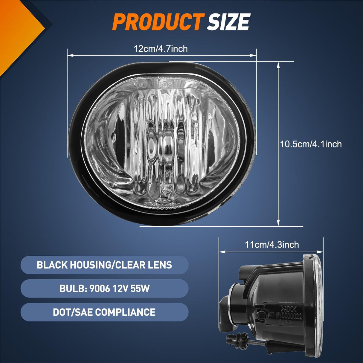 Fog Lights Assembly Compatible with 2003 2004 2005 2006 2007 2008 Toyota Matrix 2003-2008 Pontiac Vibe 2004-2010 Scion TC Clear Lens w/9006 12V 55W Bulbs
