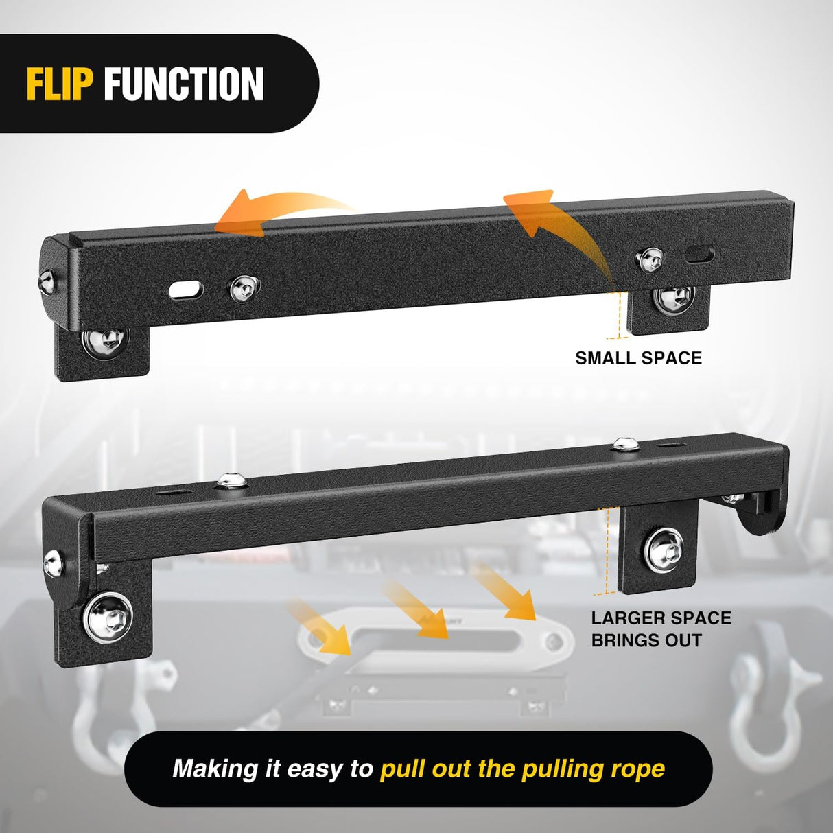 Universal Flip-Up Plate Frame for 10 Inch Hawse Fairlead Mount Front License Bracket Holder Relocation Bumper Winch Mount Roller Fit for Most Pickup Trucks Off-Road Cars SUVs
