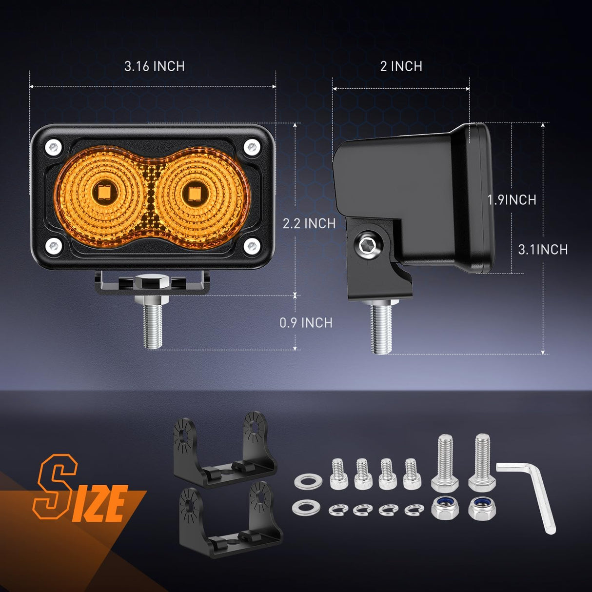3Inch 1070LM Amber DRL Flood LED Pods (Pair) Nilight