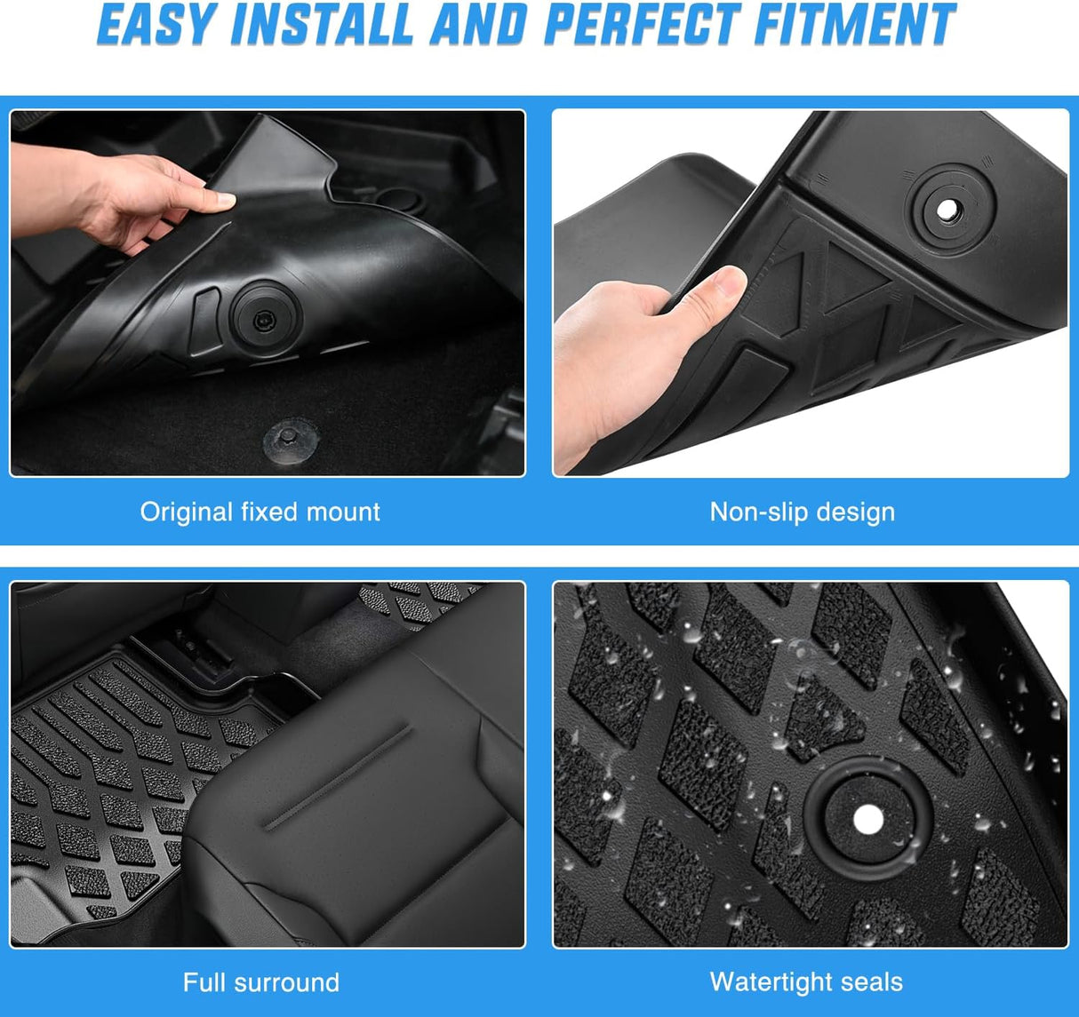 TPE Floor Mats for Toyota Prius Hybrid 2012 2013 2014 2015 All Weather Custom Fit Heavy Duty Floor Liners