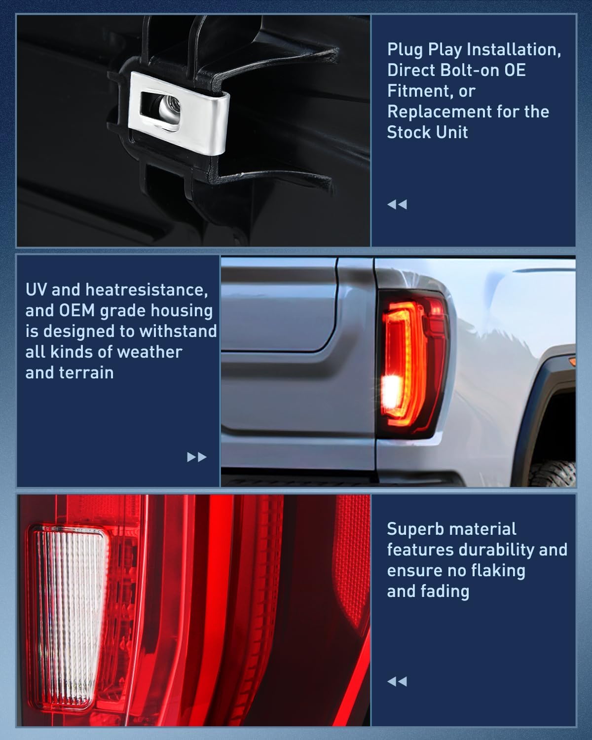 Taillight Assembly Compatible with GMC 2019 2020 2021 2022 2023 2024 Sierra 1500 LED Type Tail Lights 2020-2024 Sierra 2500HD 3500HD Rear Lamp Replacement Passenger Side