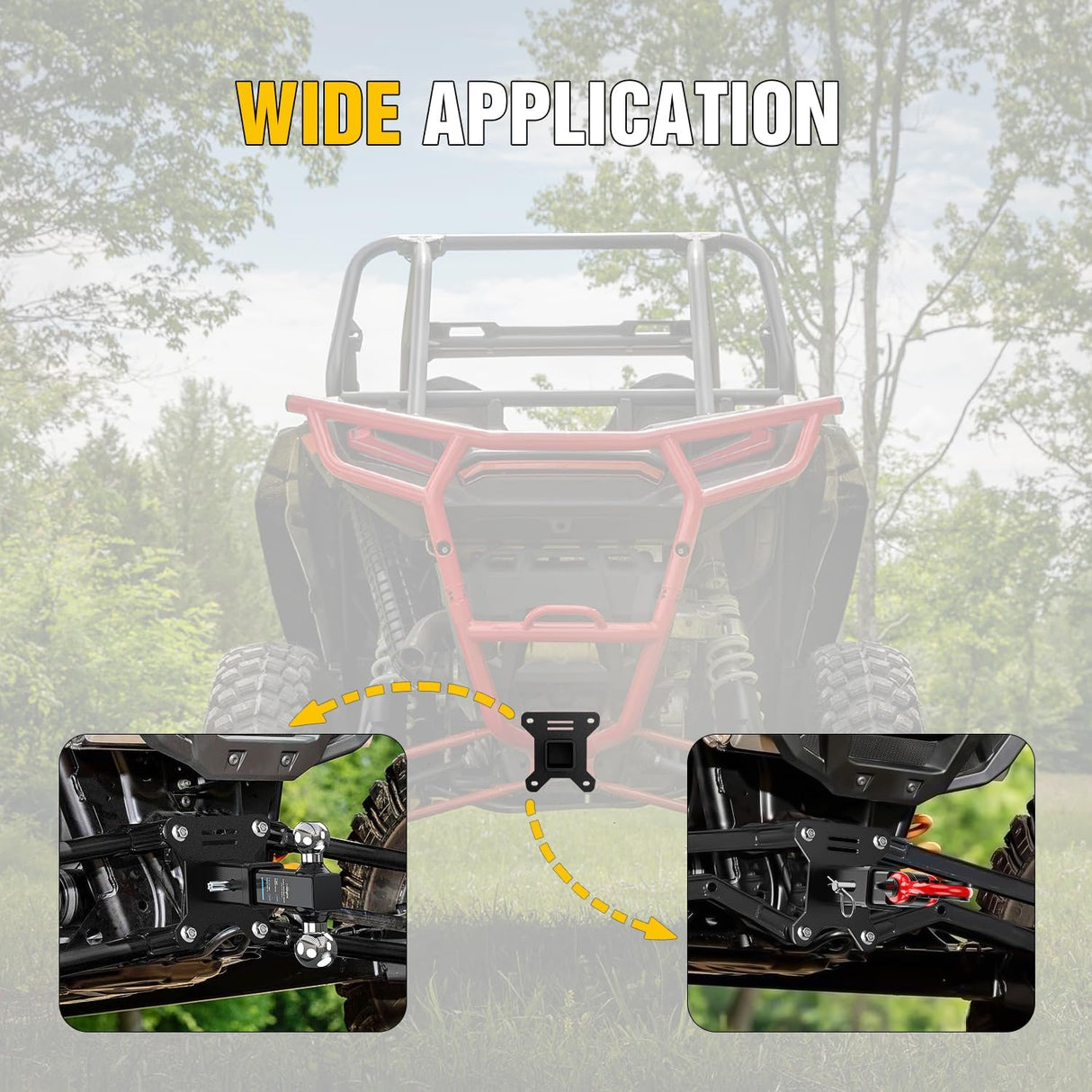 2 Inch Rear Bumper Tow Trailer Hitch Receiver Kit Compatible for UTV ATV 2014-2026 Polaris RZR XP1000 XP 4 1000