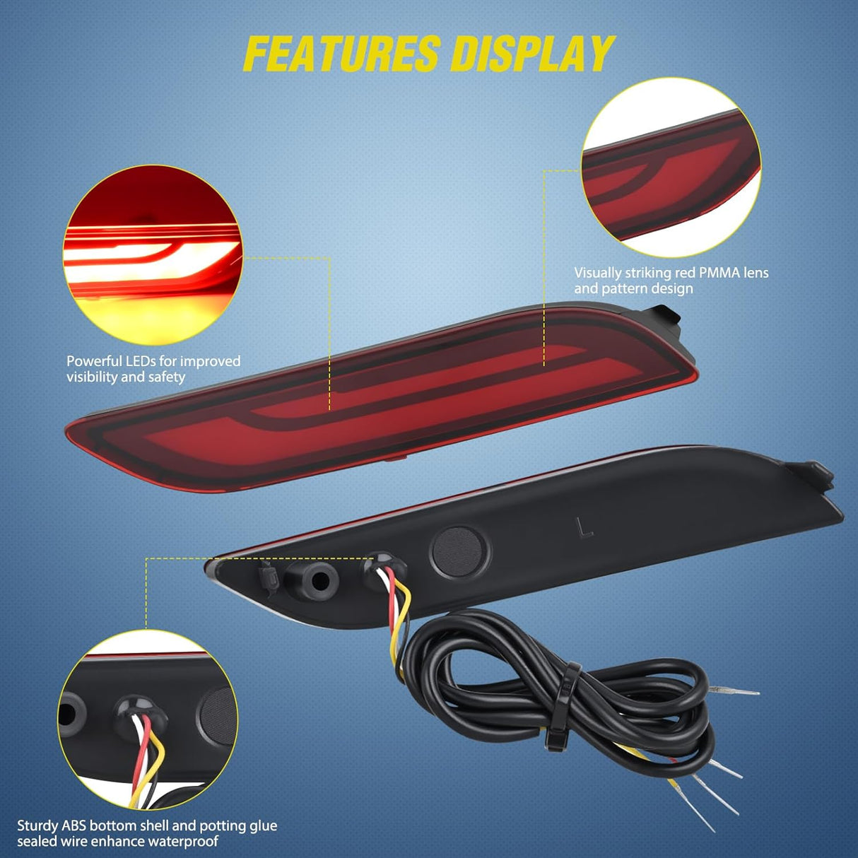 Rear Bumper Tail Light Compatible with 2018 2019 2020 2021 2022 2023 2024 2025 Toyota Camry Smoke Lens LED Reflector Rear Bumper Lamps Brake Turn Signal Sequential Flashing Driving Taillights
