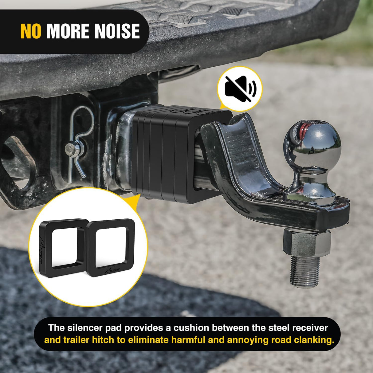 6 Pack-Multiple Size Combination 2Inch Hitch Receiver Silencer Pad Reduce Rattle and Noise Between Receivers and Tow Hitches Fits for 2Inch Trailer Hitch Receiver