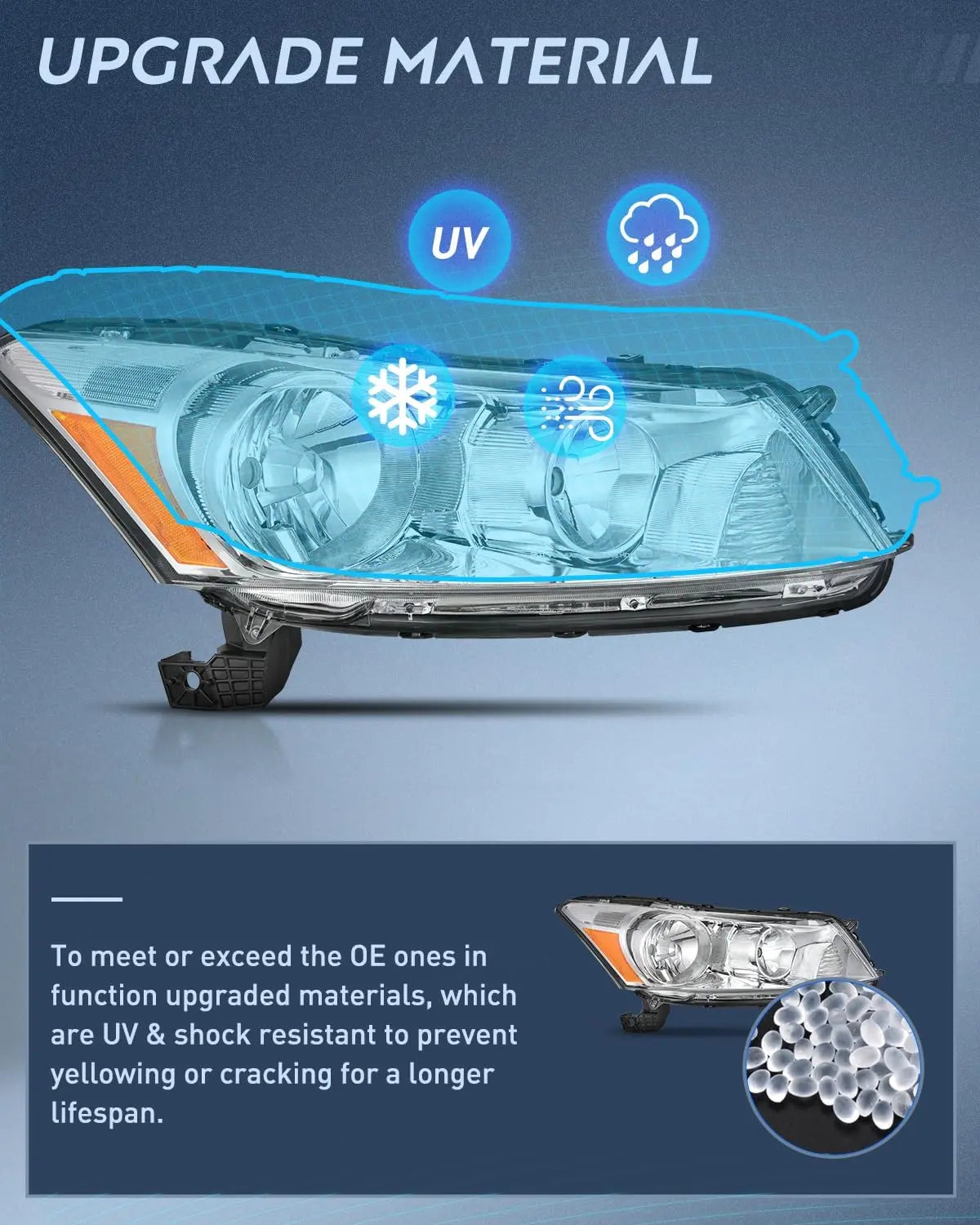 Headlight Assembly Headlights Assembly for Honda Accord sedan 2008 2009 2010 2011 2012 Headlamp Chrome Housing Amber Reflector