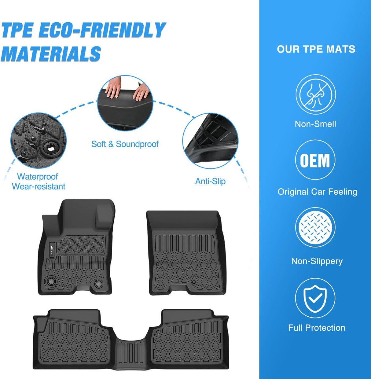 Floor Mat TPE Floor Mats for Ford Maverick Hybrid 2022 2023 2024 2025 2026, All Weather Custom Fit Heavy Duty Floor Liners