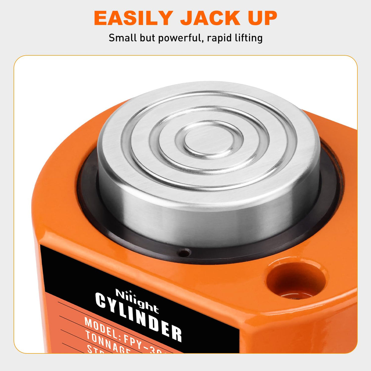 30 Ton Hydraulic Cylinder Jack Porta Power Ram, Heavy Duty Low Profile 0.55 Inch Stroke Automatically Retract Mini Jack Ram Single Acting Lifting Cylinders for Machinery Shipbuilding, Orange