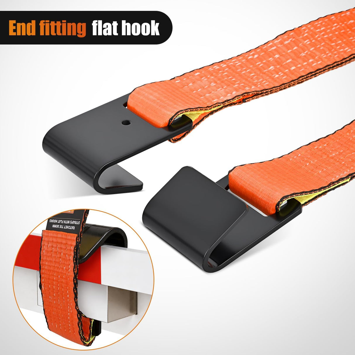 Flat Hook Ratchet Straps 10 Pack 2 in x 30 Ft Orange | Heavy Duty Tie Down Straps 10,000 Lbs Breaking Strength for Truck, Trailers Pickup