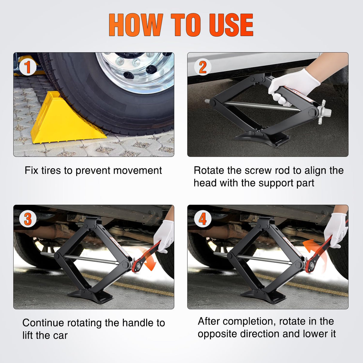 Scissor Jack for Car 2 Ton(4409 lbs), Heavy Duty Steel Scissor Lift Jack Car Kit with Ratchet Wrench for Sedan SUV MPV Tire Changing, 3.9 Inch-15.7 Inch Lifting Range Portable Small Jack Black