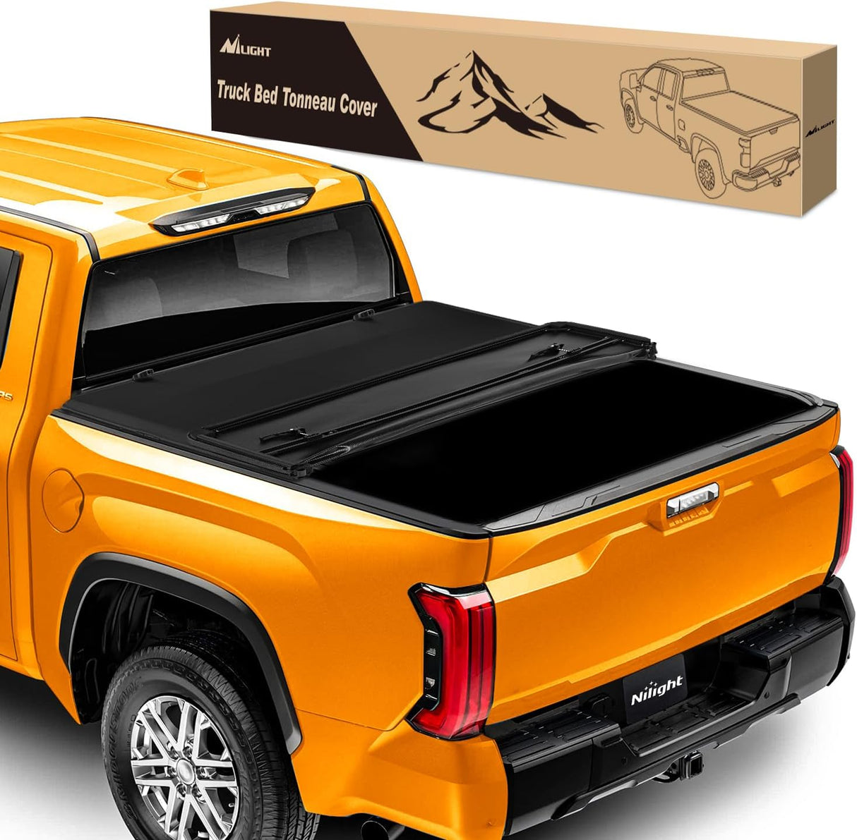 Soft Tri-fold Truck Bed Tonneau Cover Compatible with Toyota Tundra 2022 2023 2024-5.5ft