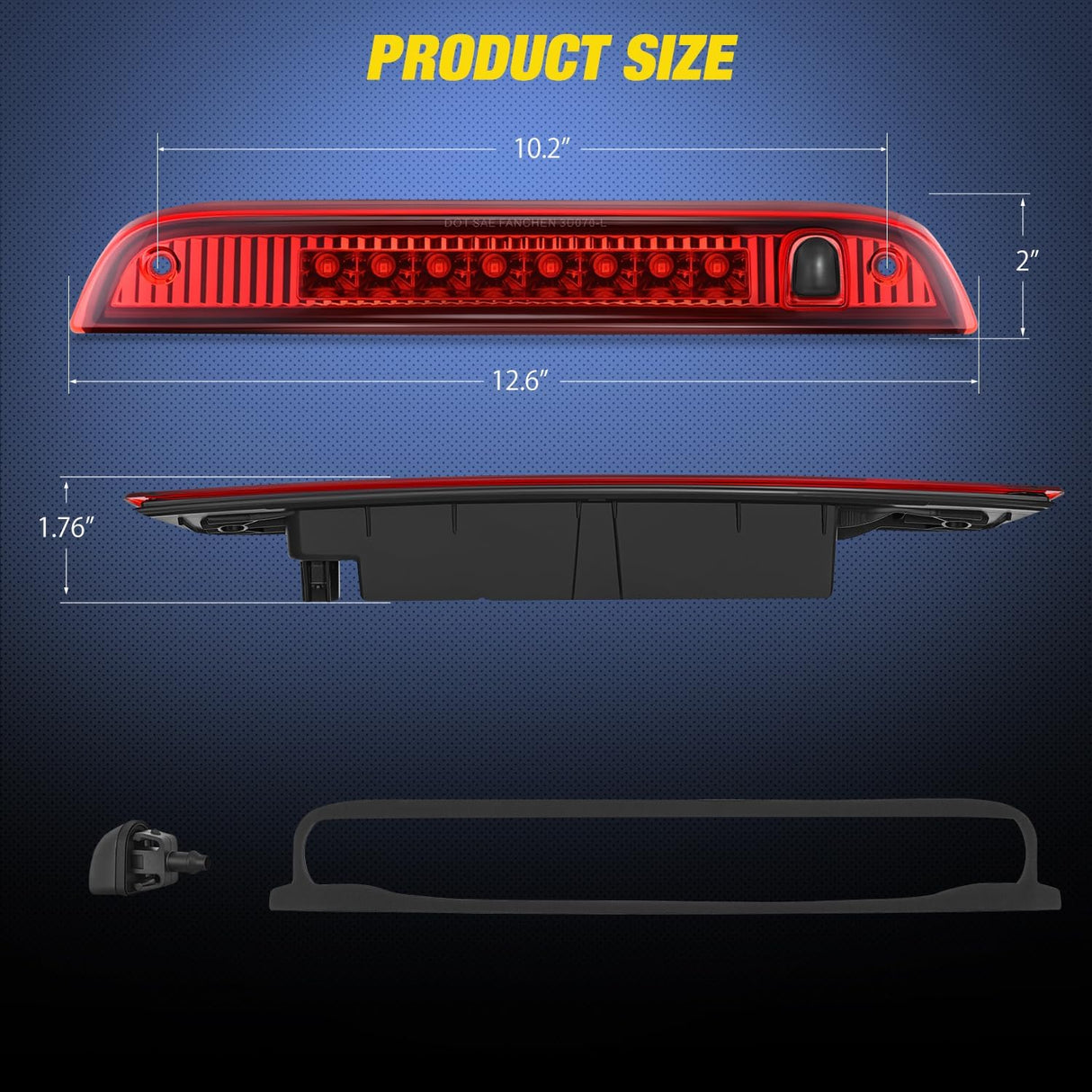 Third Brake Light Tail High Mount 3rd Stop Lights Red Lens Compatible with Jeep Patriot 2007 2008 2009 2010 2011 2012 2013 2014 2015 2016 2017 Van SUV Rear Center Cab Lamp