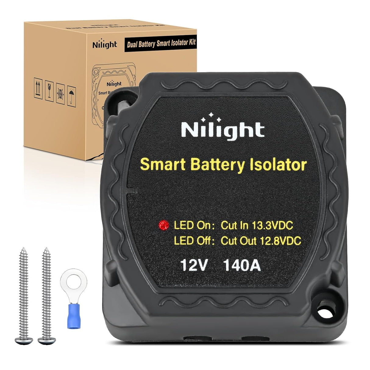 12V 140AMP Dual Battery Isolator Voltage Sensitive Relay Smart VSR Dual Battery Automatic Charger Relays Auto Disconnect Switch Waterproof for Truck Van RV ATV UTV Boat Can Am