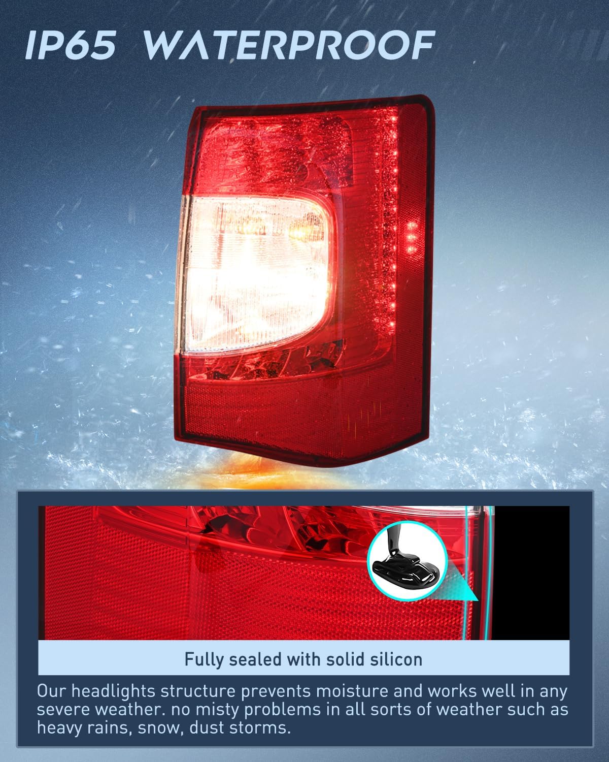 Taillight Assembly Compatible with 2011 2012 2013 2014 2015 2016 Chrysler Town & Country with LED Type Taillights Only Rear Lamp OE Style Passenger Side