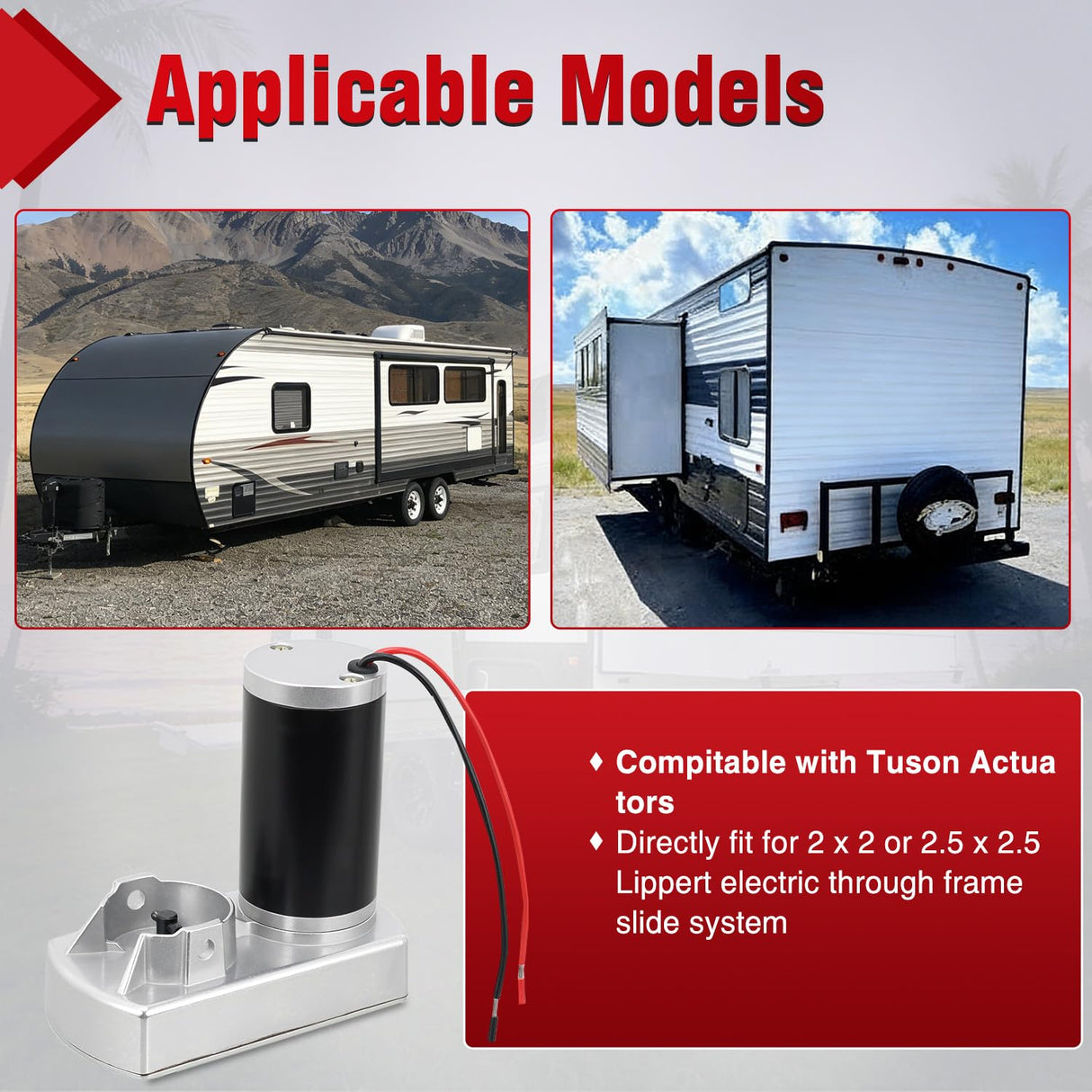 132682 RV Slide Out Motor Replacement for Lippert Tuson 18:1 | Compatible with Tuson Actuators Lippert Through Frame Slide-Out System 18:1 Gear Ratio for Travel Trailer Camper