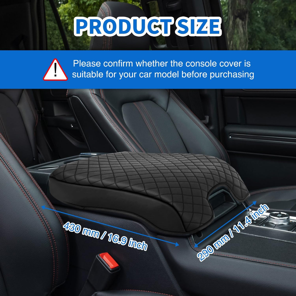 Center Console Cover Compatible with 2015-2020 Ford F150 2017-2022 F250 F350 F450 PVC Leather Armrest Cover for Car Middle Center Console Pad Car Armrest Box Cover(Bucket Seat Only) -Black