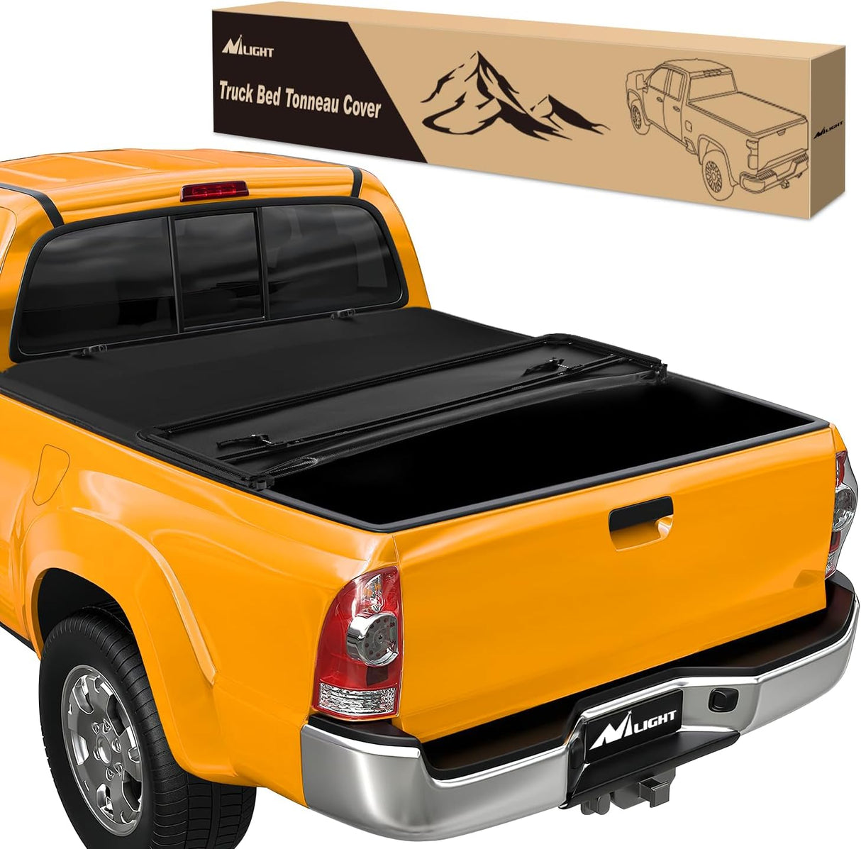 Soft Tri-fold Truck Bed Tonneau Cover Compatible with Toyota Tundra 2014 2015 2016 2017 2018 2019 2020 2021-5.5ft