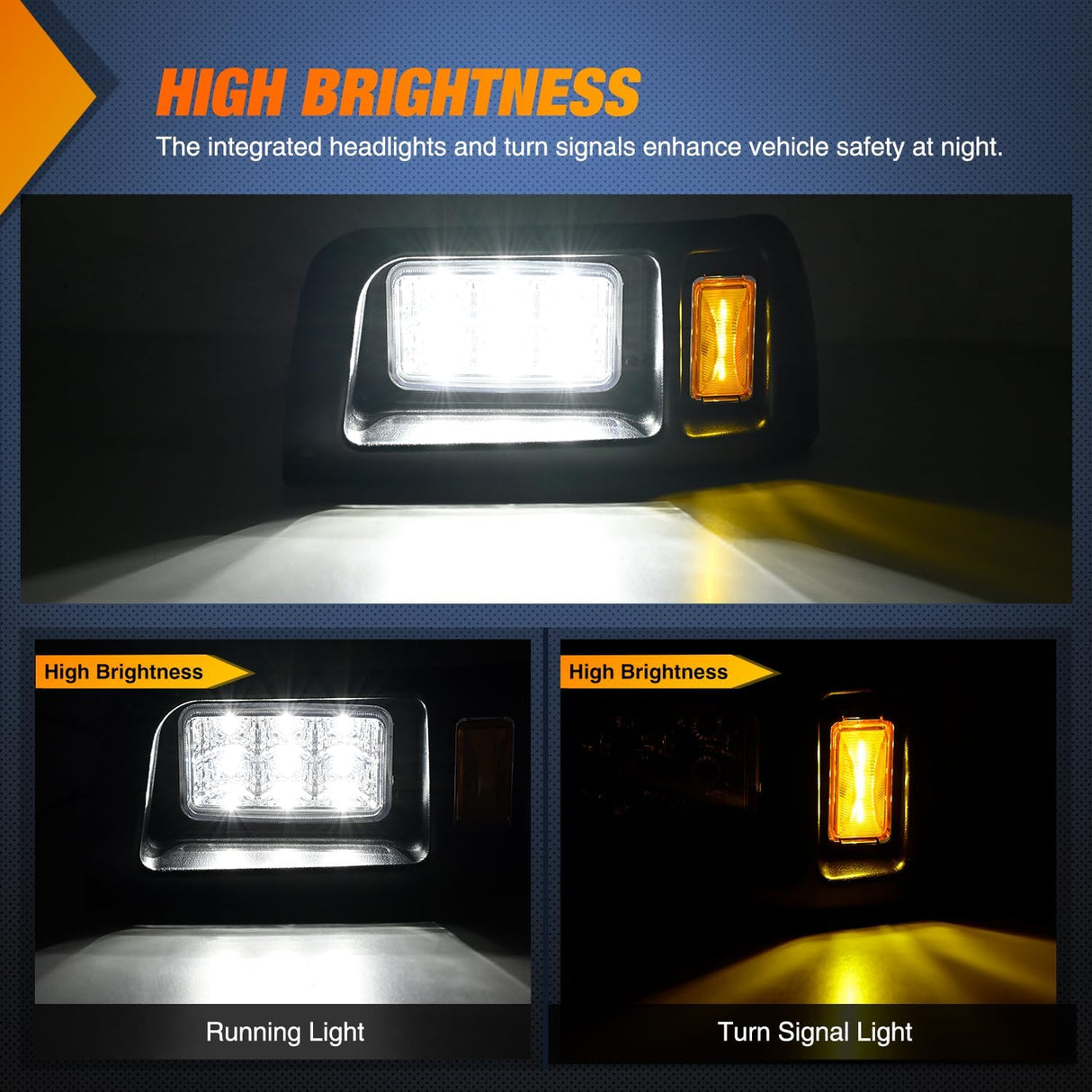 Golf Cart LED Headlights 2PCS 12V Turn Signals Club Car DS | High Brightness Waterproof Plug and Play Running Light Upgrade Easy Installation for 1993-Up Club Car DS Electric Carts