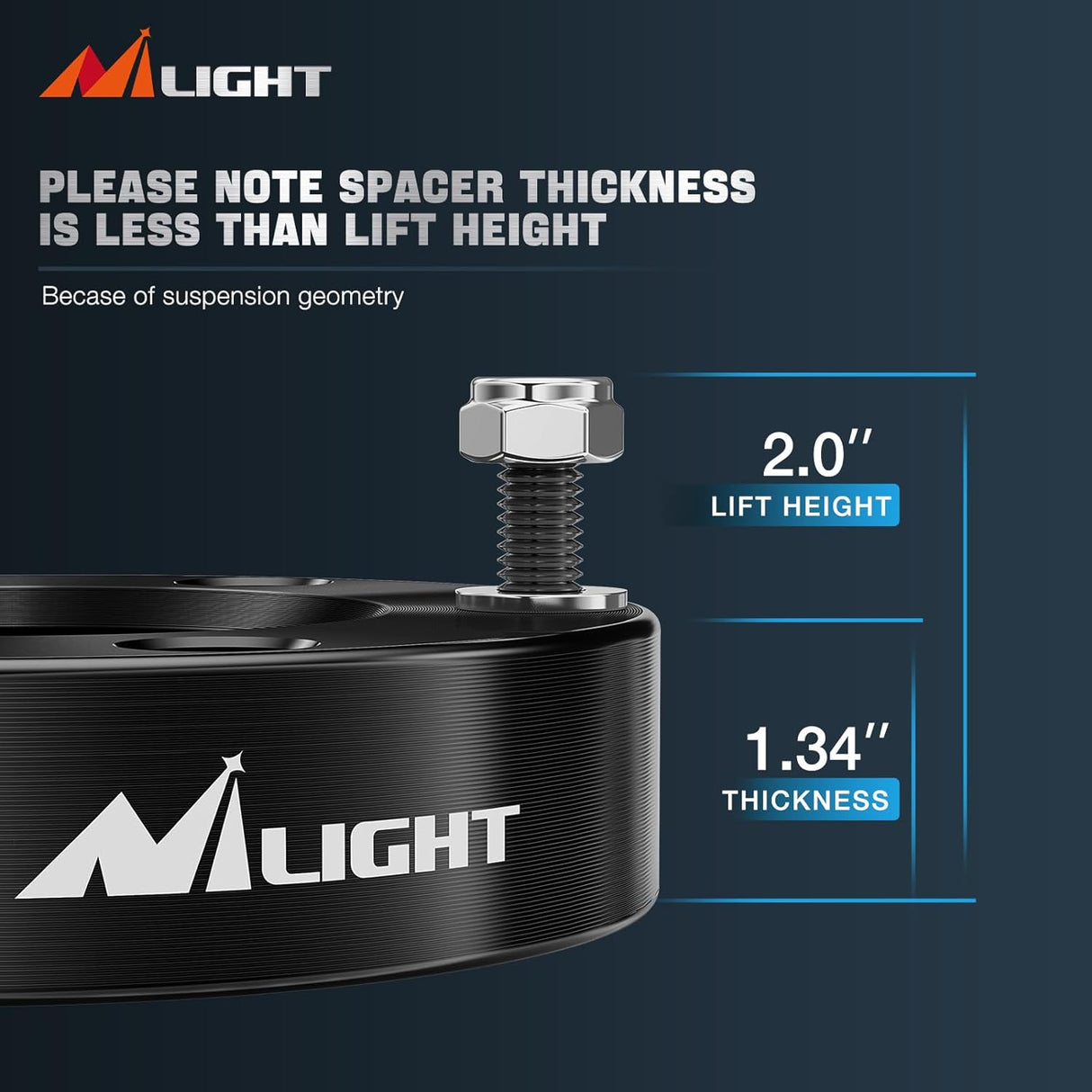 2 Inch Front Leveling Lift Kit for 2007-2023 Chevy Silverado 1500/GMC Sierra 1500 Nilight