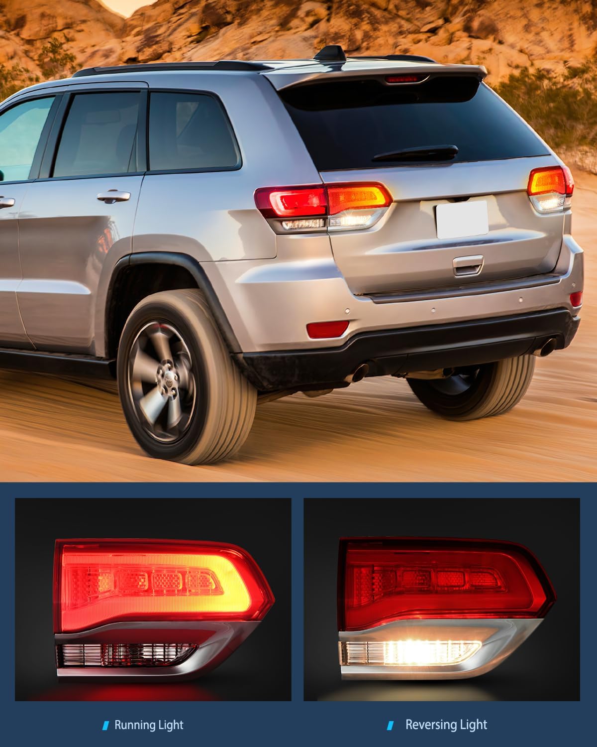 Taillight Assembly Compatible with 2014 2015 2016 2017 2018 2019 2020 Jeep Grand Cherokee Laredo/Limited/Overland/Summit Tail Lights Inner Driver Side w/Bulbs