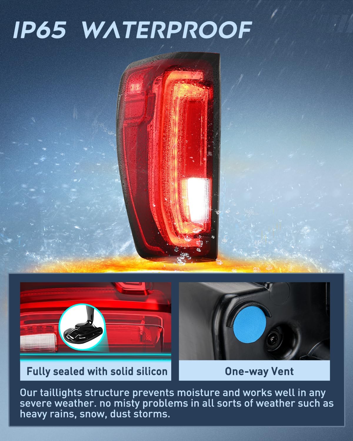 Taillight Assembly Compatible with GMC 2019 2020 2021 2022 2023 2024 Sierra 1500 LED Type Tail Lights 2020-2024 Sierra 2500HD 3500HD Rear Lamp Replacement Driver Side