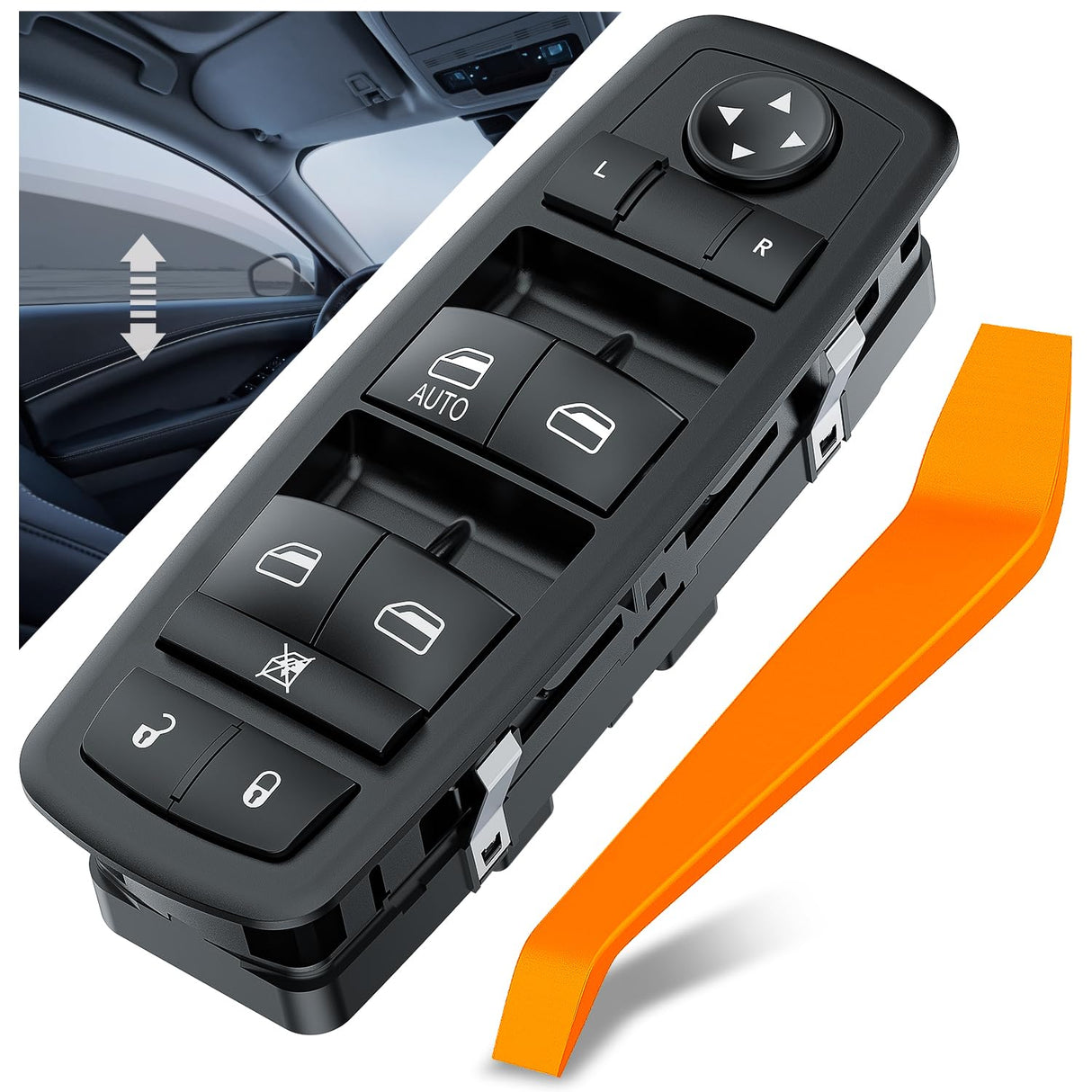 Power Master Window Switch Compatible with 2017 2018 2019 Dodge Journey Front Left Driver Side Windows Control Switches Replacement Set with Removal Tool
