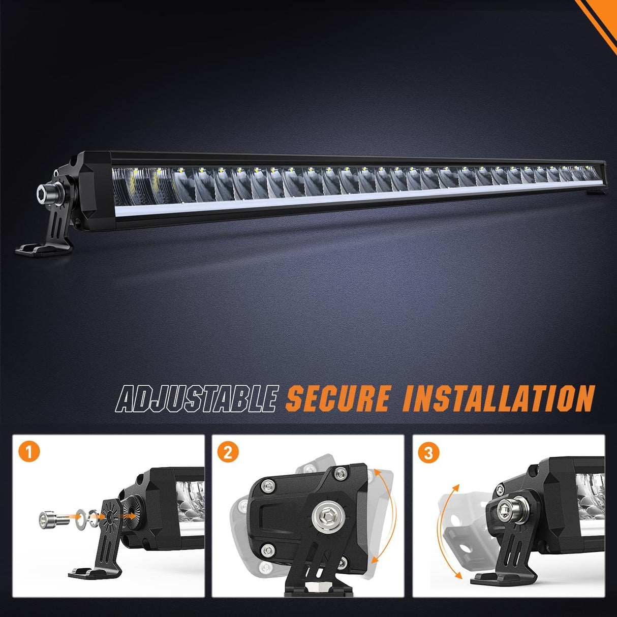 LED Light Bar with Amber DRL 40.3 Inch 165 W Single Row Anti-Glare Flood Spot Combo DRL Slim Offroad Light IP68 w/ 14 AWG DT Wiring Kit for Pickup Truck SUV ATV UTV Boat 4x4