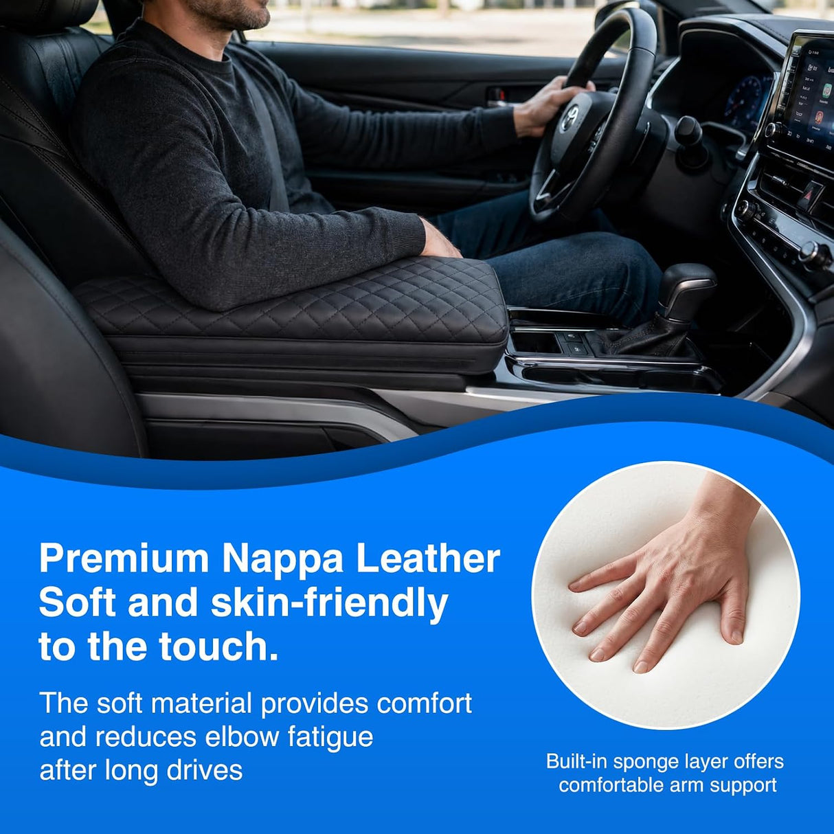 Center Console Cover Fit for Toyota Camry 2025 2026 LE SE XLE XSE | Premium Nappa Leather Armrest Cover for Toyota Car Accessories Waterproof Middle Arm Rest Cover Pad Armrest Box Cushion Black