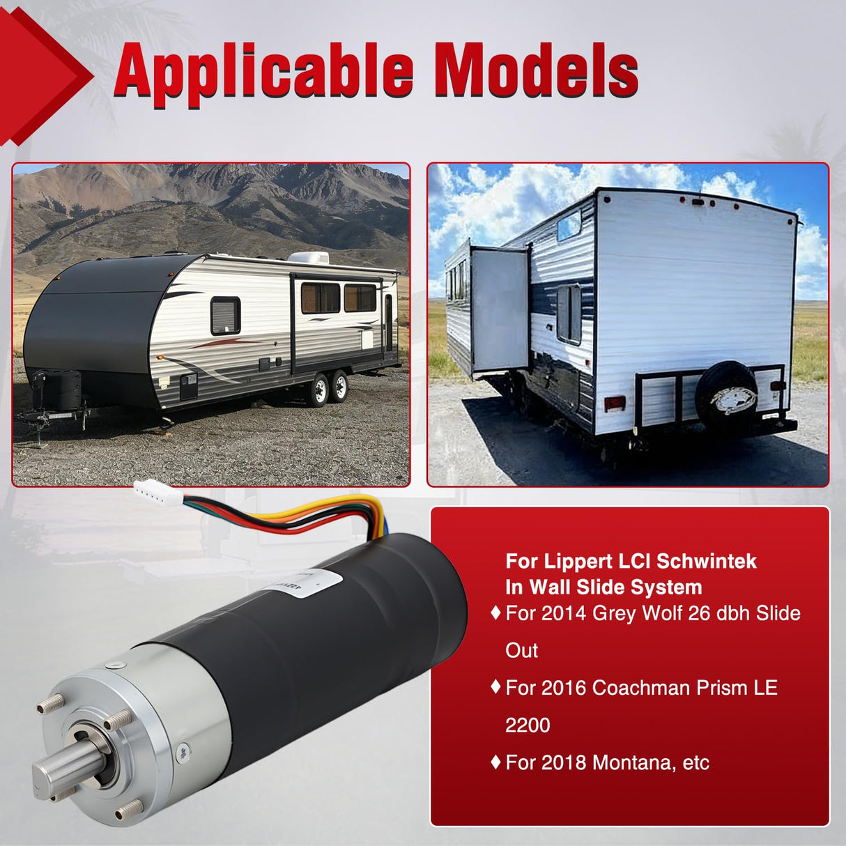 287298 RV in-Wall Slide-Out Motor for Lippert Schwintek 500:1 | Compatible with Lippert LCI Schwintek in Wall Slide System 500:1 High Torque Gear Ratio Motorhome for Travel Trailer Camper