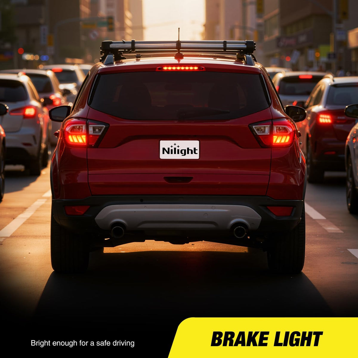 Third Brake Light for Ford Escape 2013 2014 2015 2016 2017 2018 | for Ford Escape 2013 2014 2015 2016 2017 2018, High Mount 3rd Stop LED Tail Van SUV Rear Cab Center Lamp, Red Lens