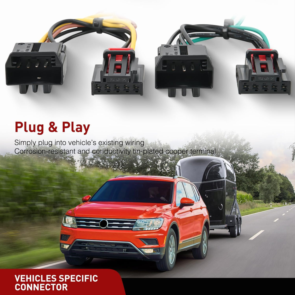 4 Pin Trailer Wiring Harness Kit 56403 Vehicle Standard 4 Way Connector Custom for 2018 2019 2020 2021 2023 2024 Volkswagen Tiguan Simple Fit Tow Hitch Accessories