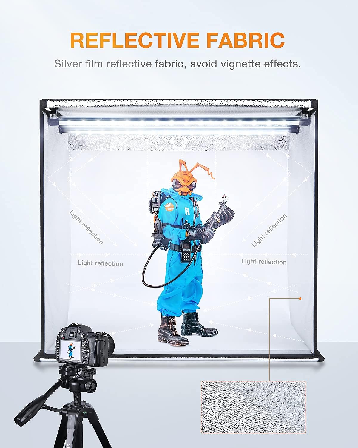 Light Boxes Photo Light Box, 24x24x24 inch Portable Lighting Tent Kit Brightness Adjustable Studio Photography Booth with 126 Large LED Lights CRI95+ with 4 Background for Large Items Shooting