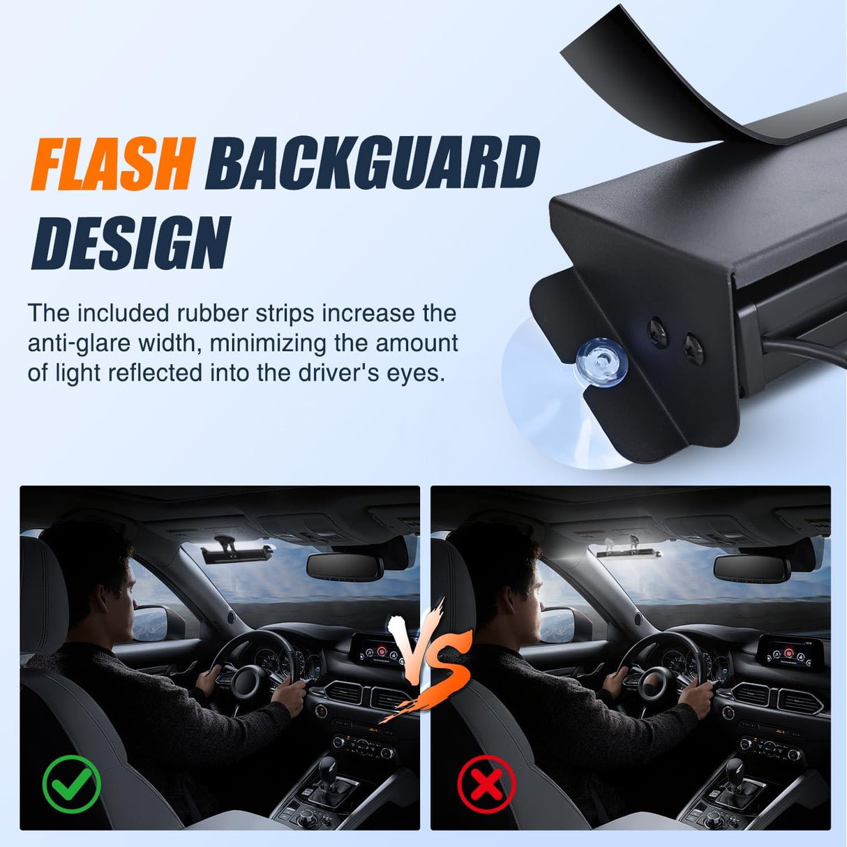 8LED White Traffic Advisor Strobe Light Bar Hazard Safety | with Vacuum Suction Emergency Dash Warning Flashing Lights Front/Rear Windshield Visor for Truck Police Construction Vehicles