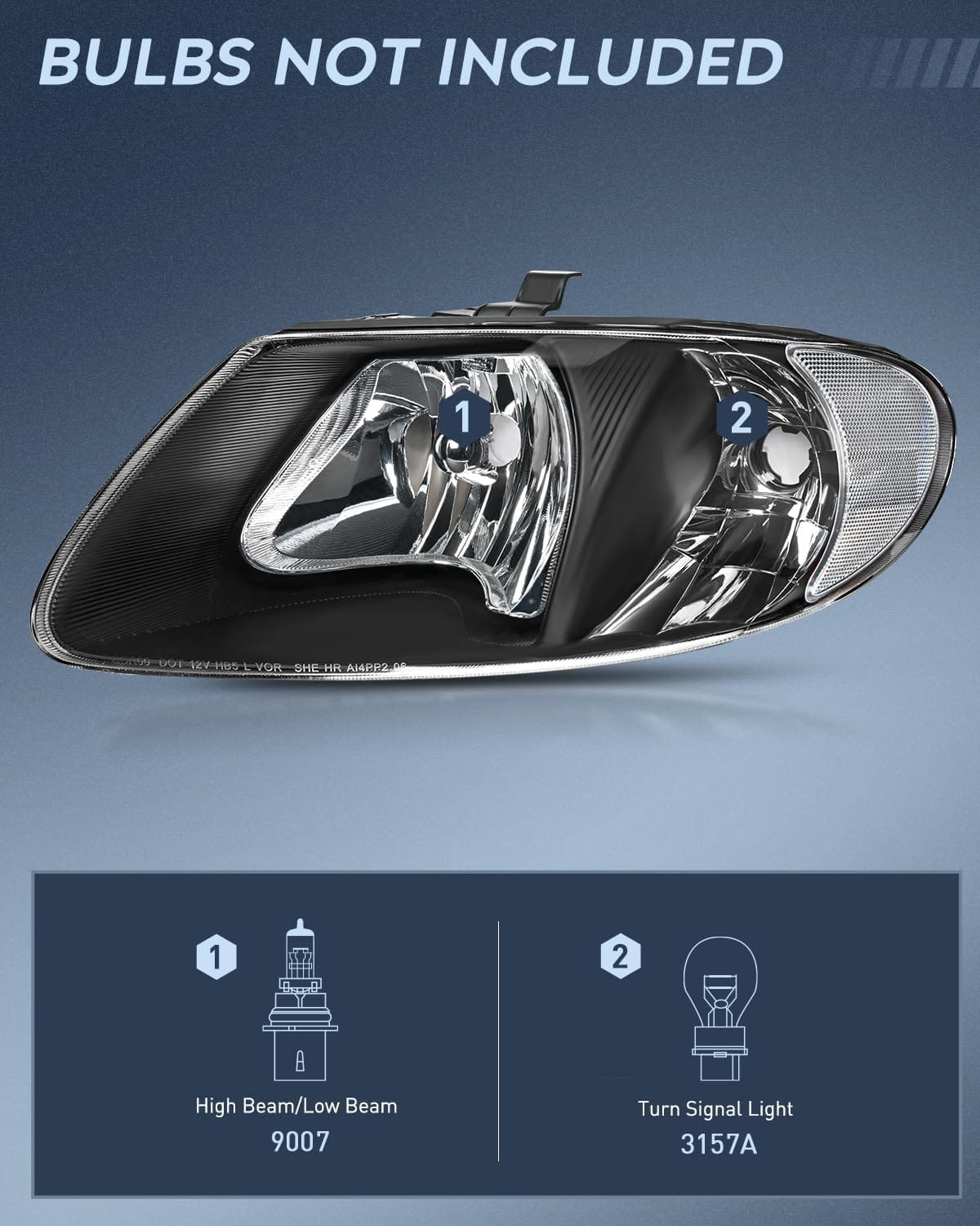 2001-2007 Chrysler Town & Country 2001-2003 Voyager 2001-2007 Dodge Grand Caravan Headlight Assembly Black Case Clear Reflector Nilight