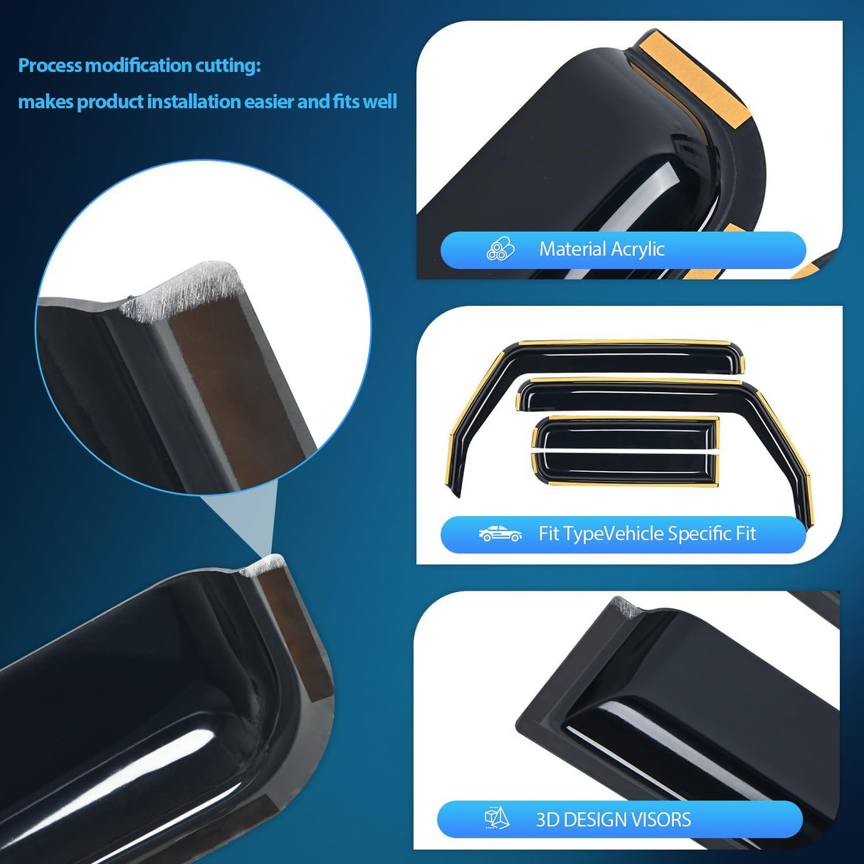 Rain Guards 2018-2024 Jeep Wrangler JL/Jeep Gladiator Rain Guards Acrylic 4Pcs