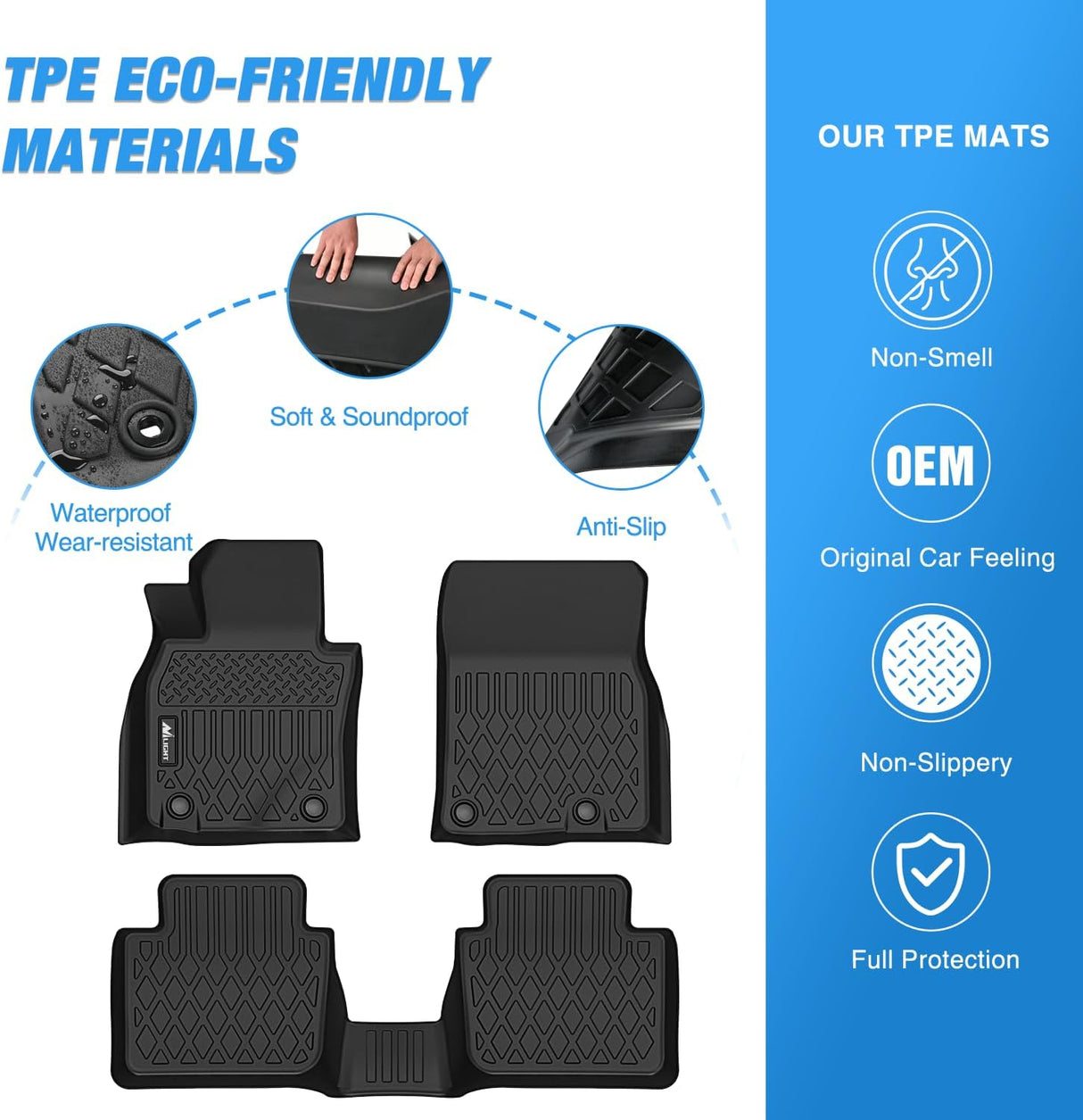 Floor Mat TPE Floor Mats for Mazda CX-50 CX50 2023 2024 2025 2026, All Weather Custom Fit Heavy Duty Floor Liners