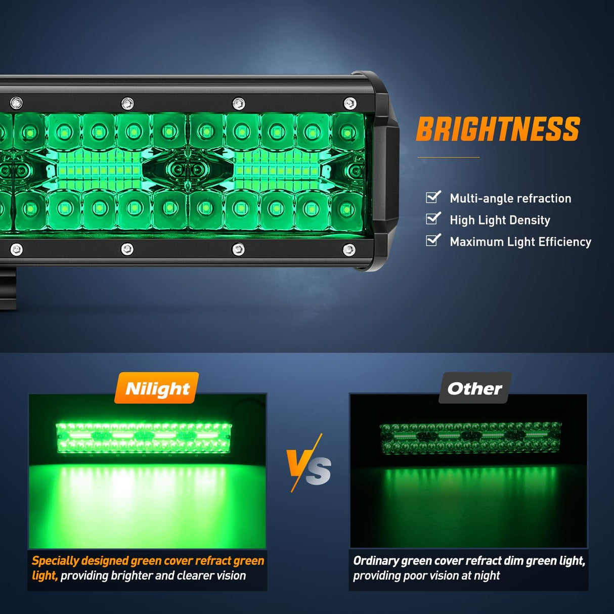 12 Inch LED Light Bar Green Triple Row 240W Spot Flood Combo Off Road Driving Fog Fishing Hunting Emergency Safety Lighting for UTV Pick-up Van Boat Tractor
