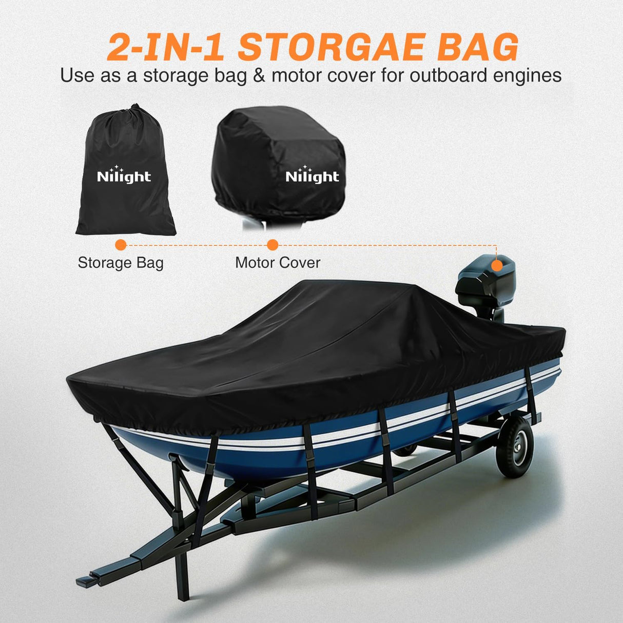 800D Heavy Duty Boat Cover 16ft-18.5ft | Fits boats with beam width up to 94in (Narrow Jon Boats & Fishing Boats), Marine Grade All-Weather proof Trailerable Cover