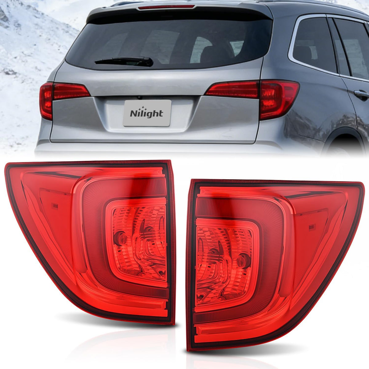 Taillight Assembly Compatible with 2016 2017 2018 Honda Pilot | Outer Tail Light OE Style Rear Lamp Replacement Driver and Passenger Side
