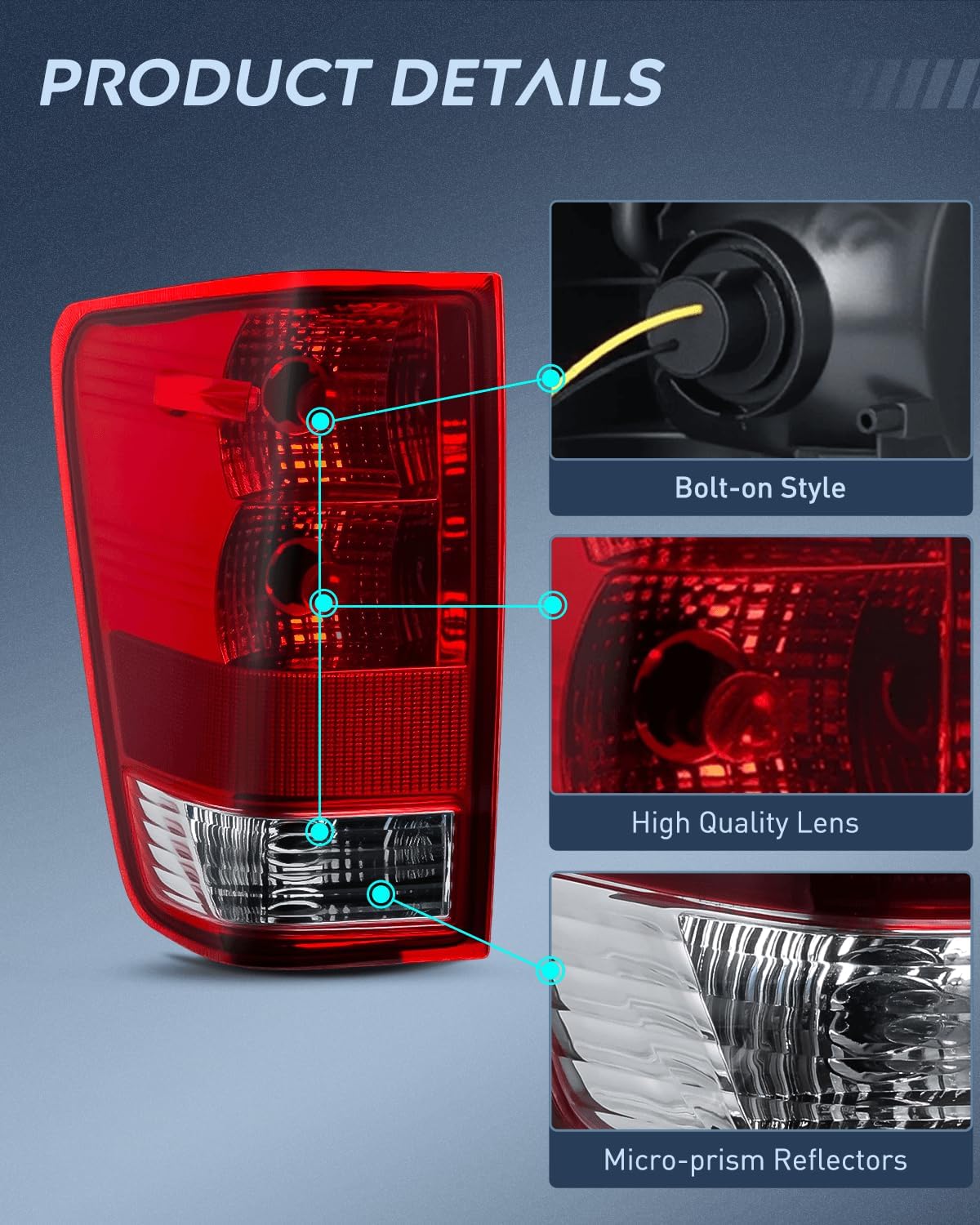 Taillight Assembly Compatible with 2004 2005 2006 2007 2008 2009 2010 2011 2012 2013 2014 2015 Nissan Titan Tail Light OE Style Rear Lamp Replacement Driver and Passenger Side Red Lens