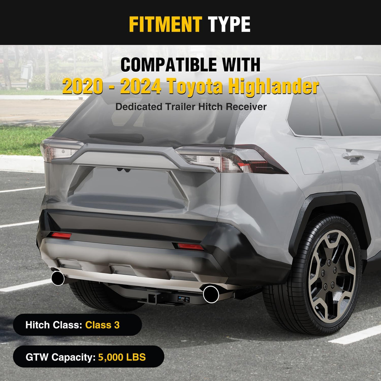 Class 3 Trailer Hitch Fits Toyota Highlander 2020 2021 2022 2023 2024 2025 (Not Fit XSE Models) 2 inch Hitch Receiver Multi-Fit Hitch to Receive Ball Mount Cargo Carrier Bike Rack Tow Hook