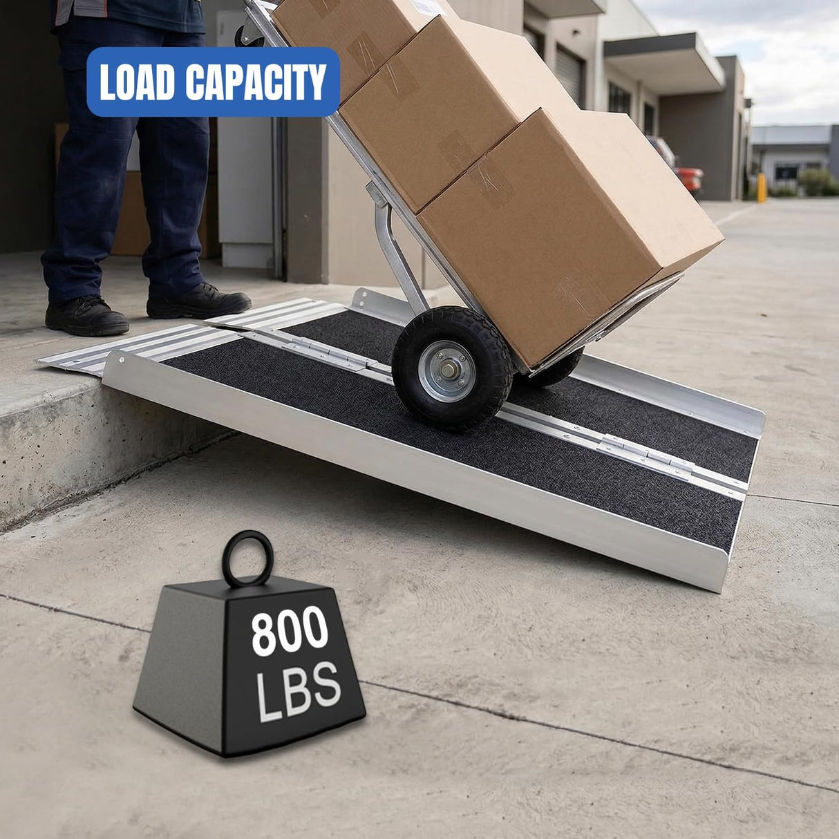 2 Feet Portable Wheelchair Ramp with Quick-Lock Non-Skid Aluminum | Handicap Ramps with Handle Folding Threshold Ramp for Home Steps, Stairs, Doorways, Scooter, Porch, Cart 800LBS Capacity